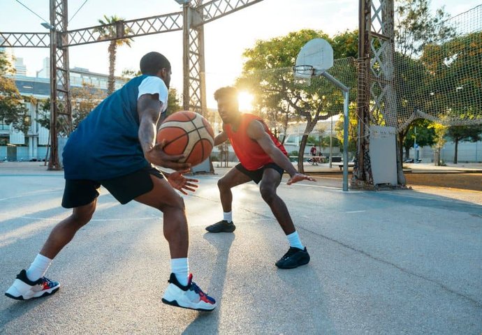 Tennis player in action on court